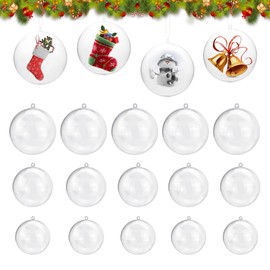 EMAGEREN 30Pcs Christmas Clear Baubles 4cm 5cm 6cm Clear Plastic Fillable Baubles Christmas Tree Baubles Christmas Ornament Hanging Ball with Fishing Line for Xmas New Year Decoration (3 Sizes)