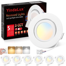 YindaLux LED Recessed Spotlight, 230 V LED Spotlights, 5 W, Dimmable, 68 mm, IP44 Ceiling Spotlights, 45° Swivel, Warm White, Neutral White, Cool White, Spotlights, Ceiling Light for Bathroom,