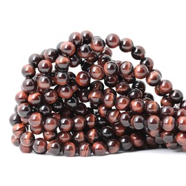 CHEAVIAN 45PCS 8mm Natural Red Tiger Eye Gemstone Round Loose Beads for Jewelry Making DIY Findings 1 Strand 15"