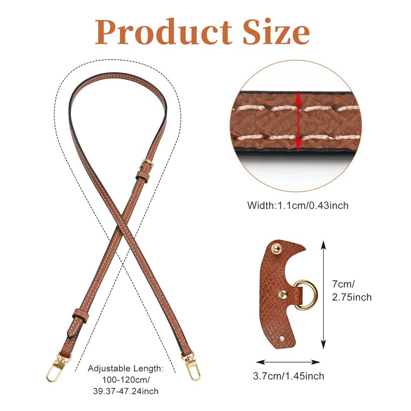DARENYI Longchamp Mini Bag Strap Leather Replace Brown Adjustable Longchamp