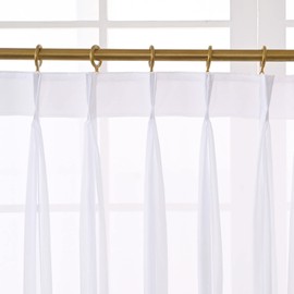 Pure White Chiffon Triple Pinched Pleats French Pleated 96 Inches Long Sheer Curtains for Living Room Window Treatment Tulle Kitchen Voile Bedroom Drapes (Pure White, 75W x 96L (2 Panels))