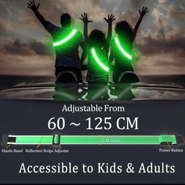 PEAKFIRE High Visibility USB-C Rechargeable LED Running Lights for Runners, 360° Reflective LED Light Up Running Vest Gear for Walking at Night