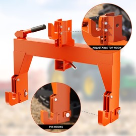 KYBOLT 3 Point Quick Hitch to Category 1 and 2 Tractors，3000 LBS Lifting Capacity Tractor Quick Hitch Between Lower Arms Attachments Quick Hitch with 2 Receivers,Orange