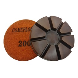 Hybrid Transitional Diamond Polishing Pucks for Concrete Terrazzo Floor, Aggressive Hook and Loop Grinding Pads, 3 Inch Sharp Copper Bond Disc, 200#, 3PCS