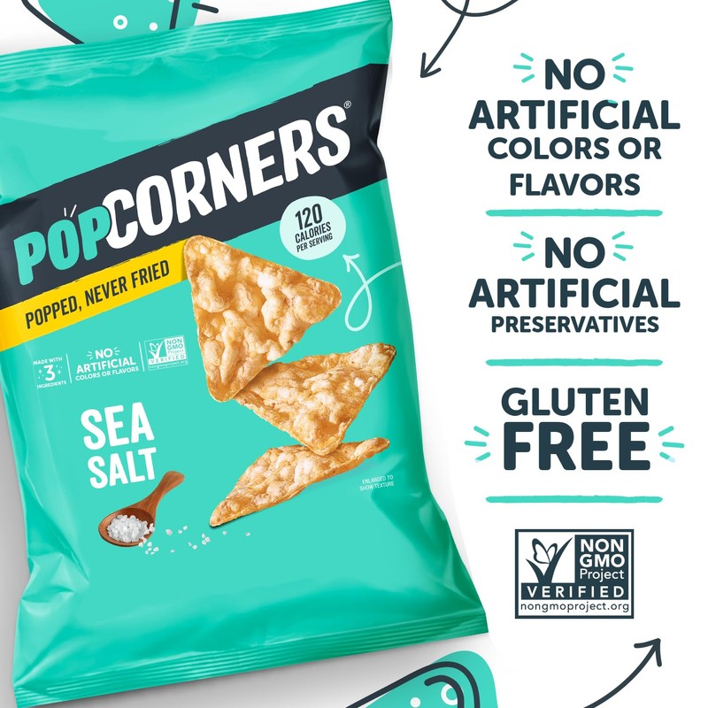 PopCorners Popped Corn Snacks, Sea Salt, 1 Ounce (Pack of