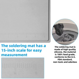 VOTCT Grey Soldering Mat Heat Resistant 932℉ Solder Mat, With Scale Ruler And Screw Position, Silicone Repair, For Electronics, Computer, Phone, Magnetic Work, Indicators, Size 16 * 12 in