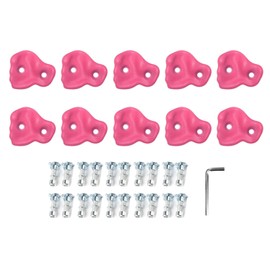 TeamSky Rock Climbing Holds,10PCS Plastic Comfortable Rock Climbing Stone Rocks Wall Stones with Screw Pad and Nut for Outdoor Indoor Climbing Frames Children Playground (Pink)