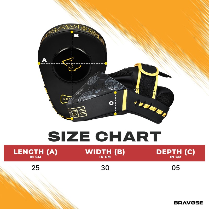 Bravose Armour Boxing Pads Focus Mitts Leather Round Curved Punching