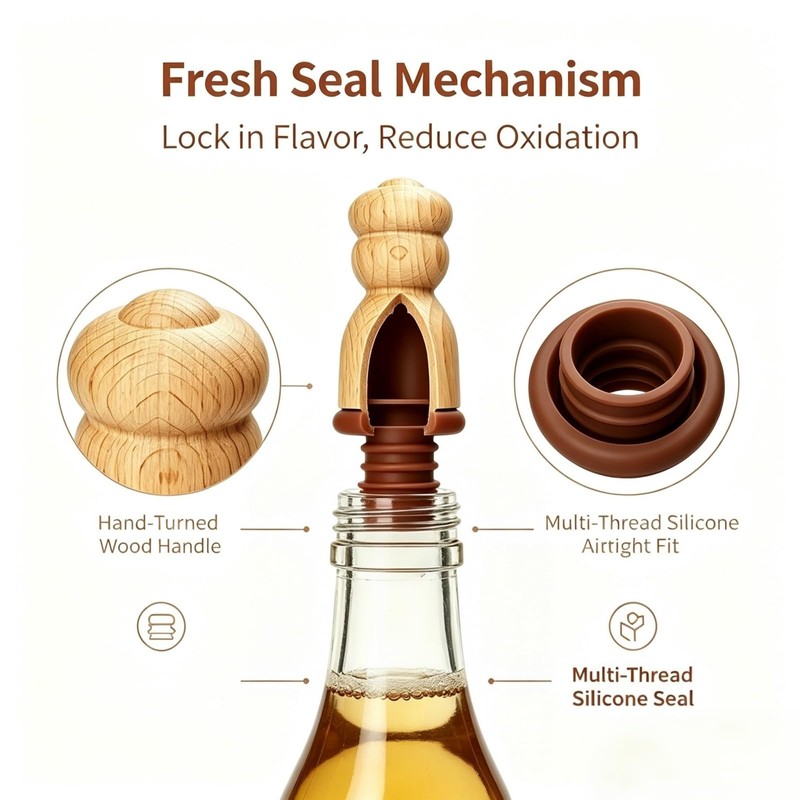 Natural Wood Wine Stoppers Set of 3 – Handcrafted Solid