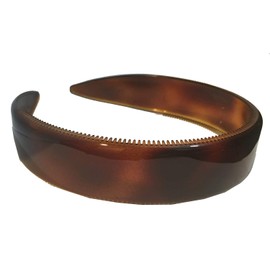 Parcelona French Extra Wide Tortoise Shell Brown Celluloid Inner Nibs Flexible Hair Headband Fashion Headband for Women Strong Hold Grip No Slip Durable Styling Girls Hair Accessories, Made in France