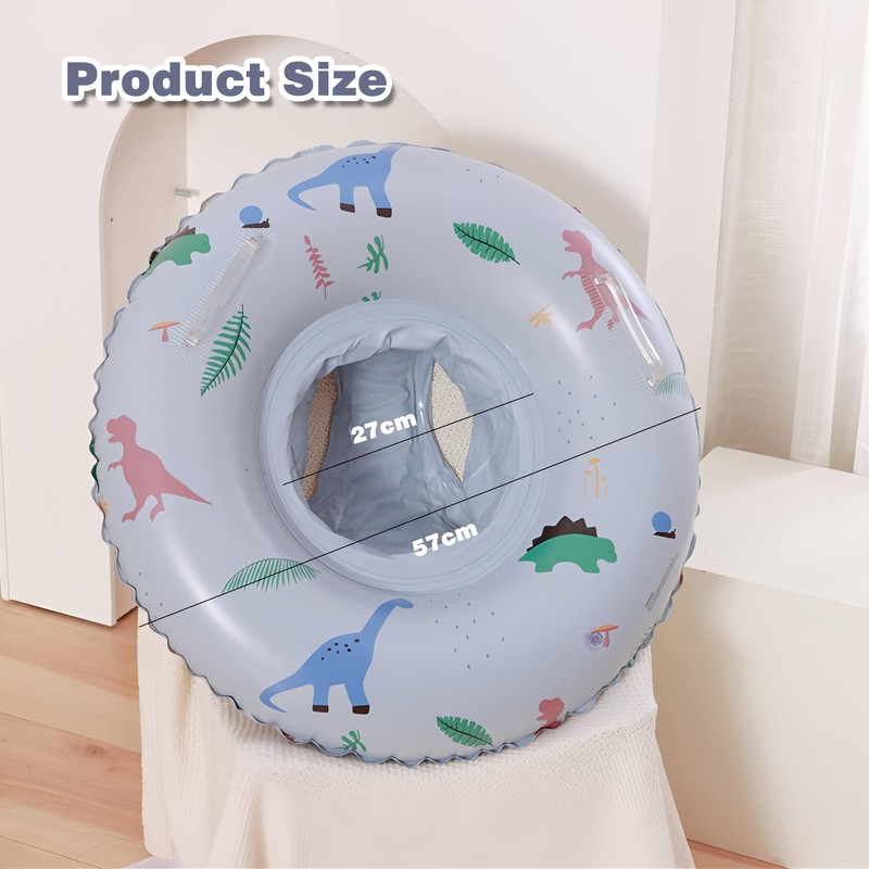 NICECONE Baby Swim Ring - Blue Dinosaur Inflatable Pool Float