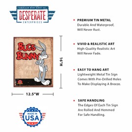 Desperate Enterprises Bugs Bunny Retro Panels Tin Sign - Nostalgic Vintage Metal Wall Decor - Made in USA