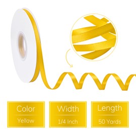 Ribreeze 1/4 inch Yellow Satin Ribbon 50 Yards for Gift Wrapping Weddings DIY Floral Decor Sewing & More