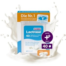 Pro Natura Lactrase 32,000 – High-Strength Lactase Tablets for Lactose Intolerance – 40 Tablets for Dairy Digestion Support