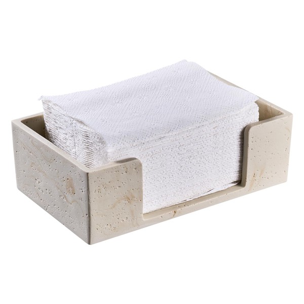 Natural Travertine Textures Bathroom Napkin Holder, Countertop Paper Towel Dispenser