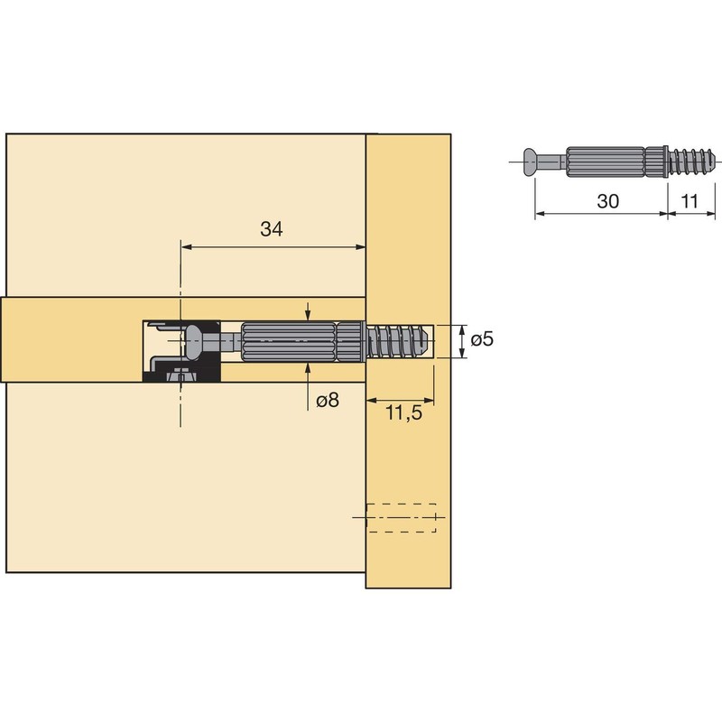 Secotec Hettich eccentric furniture connector Rastex 15; material: Zinc die-cast