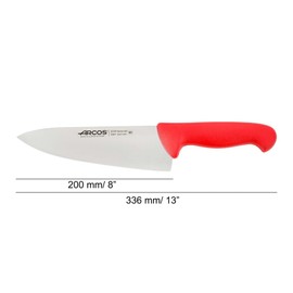 Arcos Serie 2900 - Kochmesser - Klinge Nitrum Edelstahl 200 mm - HandGriff Polypropylen Farbe Rot