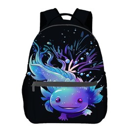 MIEPOS Cute Axolotl Backpack,Lovely Axolotls Polyester Backpacks, Lightweight Double Shoulder Back Pack for Kids Teens,Animal Dark Bookbag, School Bag Gifts,Casual Travel Daypack Book Packs