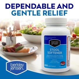 berkley jensen Stool Softener Laxative, Docusate Sodium 100 mg, Stimulant-Free Gentle Dependable Constipation Relief - Helps Promote Regular Bowel Movements, 400 Softgels (Pack of 1)