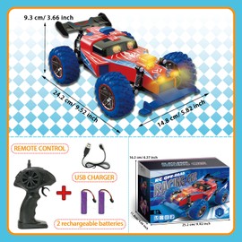 IPLAYBLOOM 2.4 GHz Remote Control Off-Road Racing Car,RC Cars Toys with Two Rechargeable Batteries and USB Charging, 1:16 Electric Vehicle Gifts for Kids Girls Boys