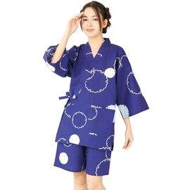 Nishiki Women's Jinbei Top and Bottom Set, 100% Cotton, Cool, Festivals, Fireworks Displays, Bon Dance, Room Wear, Open Front, Cool, Sweat Absorbent, Refreshing, Floral Pattern, Japanese Pattern, M-L