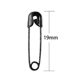 19mm Safety Pins, Small Fastening Pins, Rust Resistant Nickel Plated Steel Set for Crafting, Sewing, Jewelry Making Fabric DIY, Rimming Fastening Clip Button for Garment Hang Tag (Black 1000Pcs)