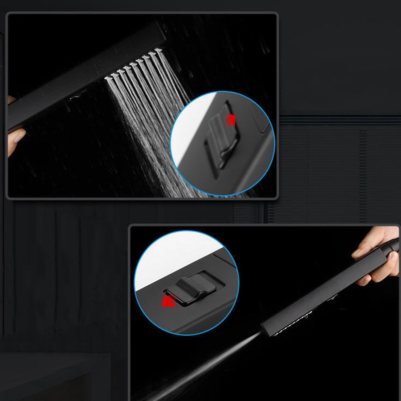 LUYU Two in one Function Black Handheld Square Shower Head,