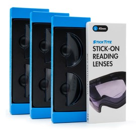 StickTite Lenses Large 40mm (3-Pack) - Stick-on bifocal lens instantly converts Ski goggles, Dive masks, and other masks into magnified bifocals (Clear (3 Pairs), 3.0 Diopters)