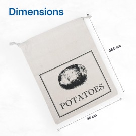 WINSOME Potato Storage Bags – 5KG Capacity 100% Cotton Drawstring Bags for Potato |30 x 38 cm Vegetable Storage Bags - Potato Bags for Storing & Keeping Food Fresh