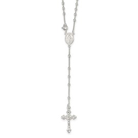 IceCarats 925 Sterling Silver Rosary Bead Necklace 16 inch Chain