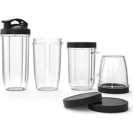 Replacement Blender Cup with Lids, Ganiza Blender Replacement Parts, with 4 Pack Cup Set and Cup Lid