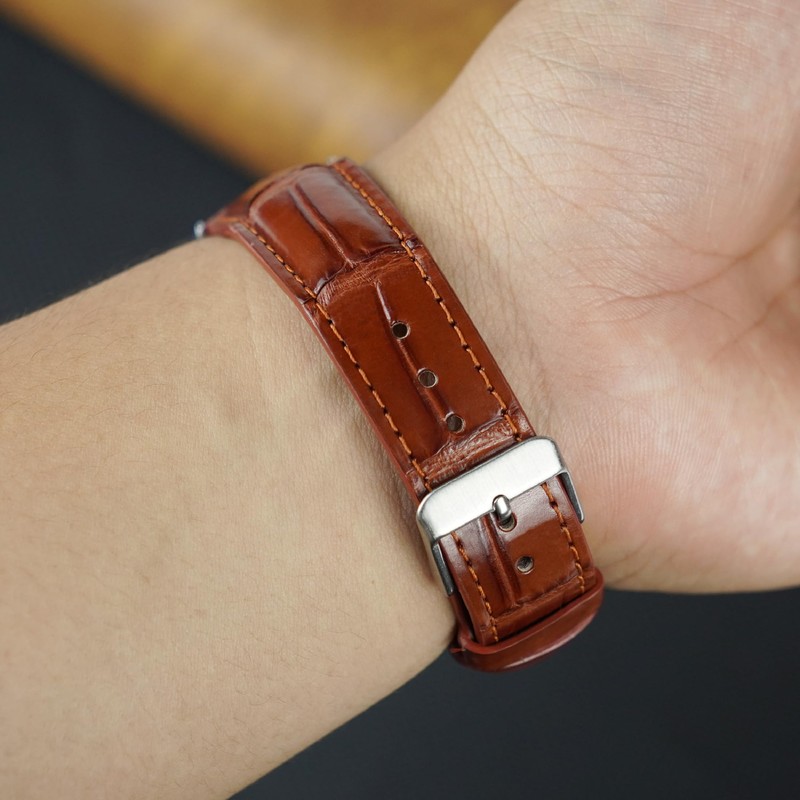 [vinacreations] Crocodile Watch Strap, Quick Release Spring Bars, Men's Replacement