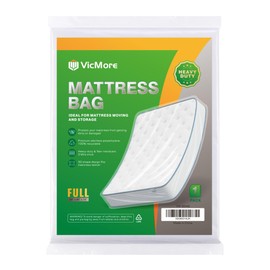 VICMORE Full Size Heavy-Duty Plastic Mattress Bag for Moving & Storage – Tear-Resistant, Waterproof Mattress Protector Cover – Transparent & Easy Fit