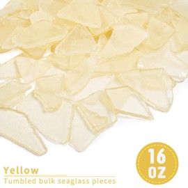 Versatile Sea Glass for Crafts - 16oz Yellow Frosted Dyed Seaglass Pieces for DIY, Vase Filler, Art Craft Supplies, Beach Wedding, Home Decor