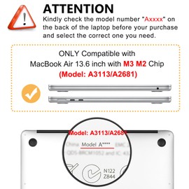 iDonzon Case for MacBook Air 13.6 inch M3 A3113 M2 A2681 2024 2023 2022 Release with Liquid Retina Display Touch ID, 5 in 1 Plastic Hard Shell&Keyboard Cover&Screen Protector&Webcam Cover, Floral