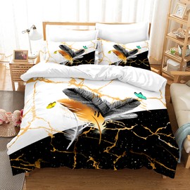 KAIDAARTLH Feather Bed Linen Set 135 x 200 cm, Boho Flowers Bed Linen Dream Catcher for Double Bed, Microfibre 3D Print Soft Comfortable with 2 Pillowcases (A, 135 x 200 cm)