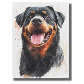 IZTAWEY Unframed Cheerful Rottweiler Wall Decor Canvas Oil Art Rottweiler with a Cheerful Demeanor Perfect for Nursery or Bedroom Bathroom Gifts for Mom 12x16inch Frameless