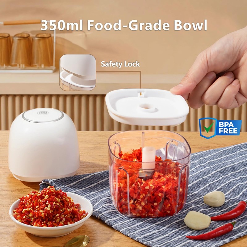 Wireless Mini Food Chopper, 350ml Cordless Food Processor w/ 6