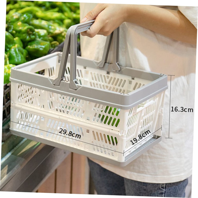 SUPVOX Foldable Basket Plastic Shopping Basket Vegetable Storage Fruit Organizer