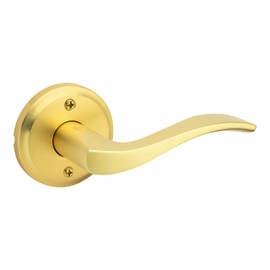 Weiser Sedona Satin Brass Door Handle, Right-Handed Half Dummy Lever, Non-Turning Interior Door Handles for Wardrobe, Closet Door & French Doors, Cabinet Handle/Cupboard Handles, Home Décor