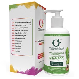 Plant based Amla shikakai shampoo - Sulfate & Paraben Free Amla Shampoo for Hair Fall Control, Moisturizing, Anti-Dandruff | Infused with Coconut, Bhrigraj & Castor Oils for Dry & Oily Scalp Care | The Organic Forest – VEGAN . PURE . NATURAL