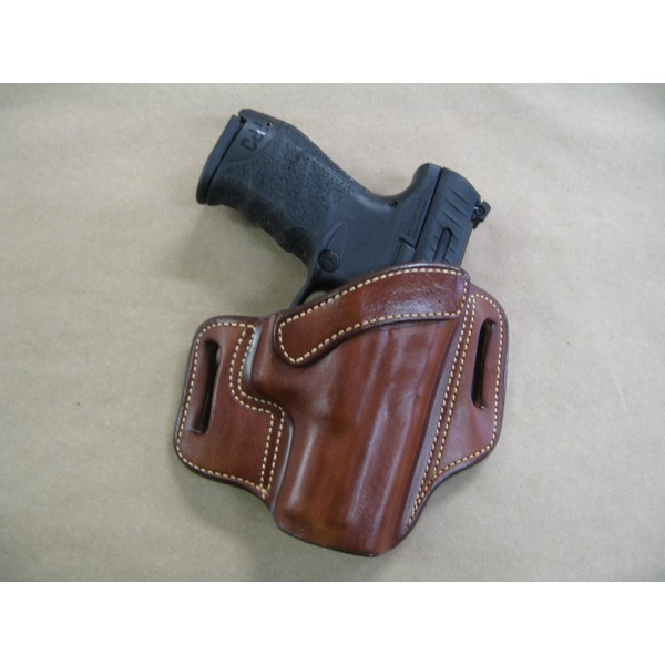 Azula OWB Leather 2 Slot Molded Pancake Belt Holster for Walther PPQ M1, M2 9mm / .40 CCW TAN RH