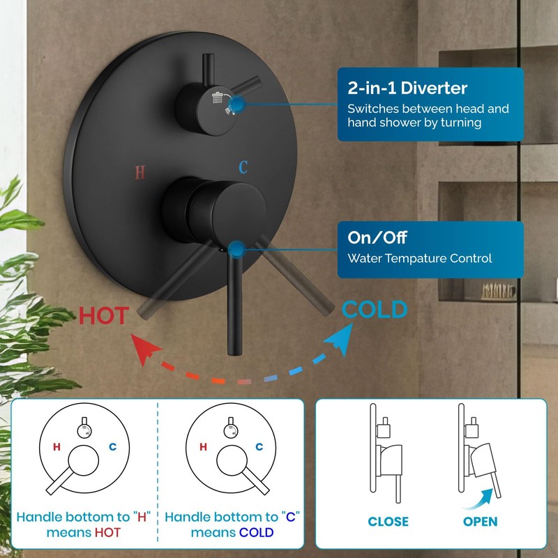 gotonovo Round Shower System 10 Inch High Pressure Rain Showerhead