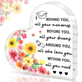Graduation Gifts for Her, Him, 2025 Graduation Decorations - Engraved Acrylic Heart Plaque Graduate Gifts 4.7 × 4.7 × 0.6 inch, High School, Masters Degree, College Graduate Gift for Women, Men