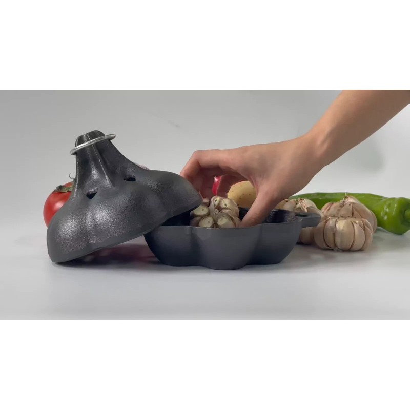 AOKDEER Pre-Seasoned Cast Iron Garlic Roaster Dutch Oven Baker for