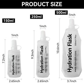 IANZE Premium Collapsible Water Bottle-150ml (5.29 oz), Portable Soft Flask Water Bottle for Hydration Pack/Running Vest- Folding Water Bottle for Running, Hiking, Cycling (White 150ml)