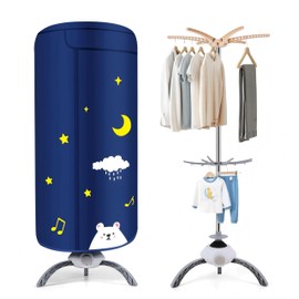 Portable Clothes Dryer Upgraded Large Capacity for Families,travel and apartments,Mini 900W Fast-Drying Machine for Skirts, Clothing and Shoes Quick & Easy-to-Use Foldable Compact Dryer(Dark Blue)