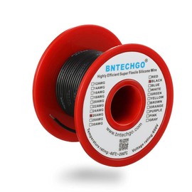 BNTECHGO 26 Gauge Silicone Wire Spool 100 ft Black Flexible 26 AWG Stranded Tinned Copper Wire
