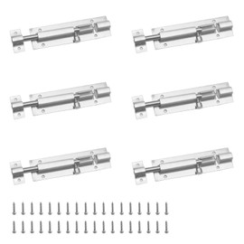 OXBIT Door Latch, Pack of 6 Stainless Steel Door Latches, Bolt Bolt Bolt Stainless Steel with Mounting Screw, Inner Door Locks, for Doors, Windows, Fences, Cabinet Doors
