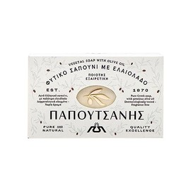 Papoutsanis Pure Vegetable White Soap, 4.3 oz (125 g), No Synthetic Additives, Freshly Washed, Environmentally Friendly, Environmentally Friendly, Additive-free Soap